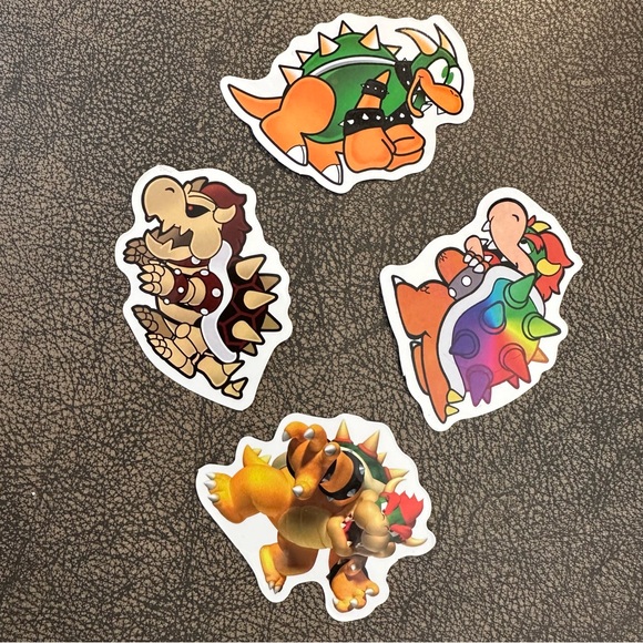New - set of 4 Bowser stickers - super Mario brothers characters - Picture 2 of 7
